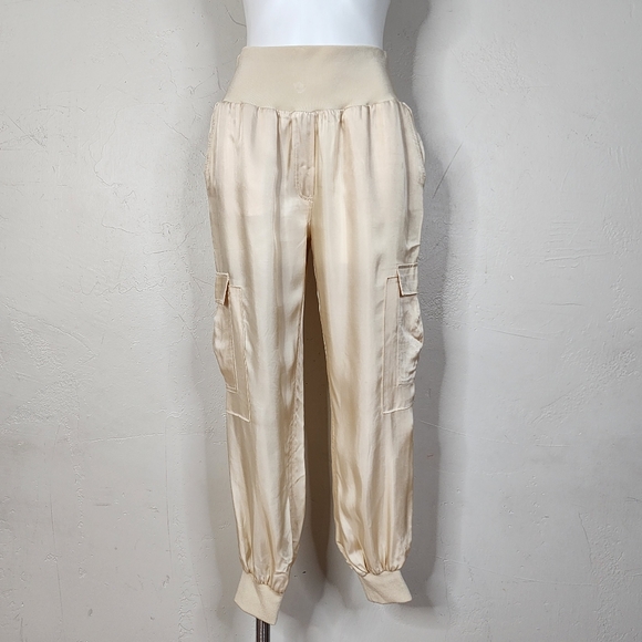 cinq a sept Pants - Cinq a Sept Giles Satin Jogger Pants in Magnolia Size Small